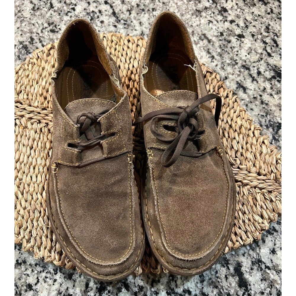 Born Men’s Moc Toe Brown Suede Lace comfortable  Dress Shoe  US 10.5